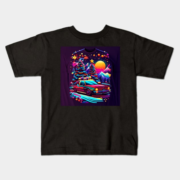 Christmas Car Ride Kids T-Shirt by jeogo